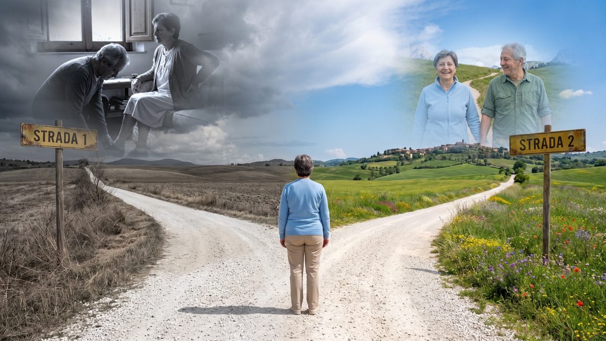 Gabriella al bivio tra strada 1 e strada 2